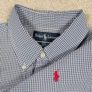 Vtg Ralph Lauren Shirt Mens Large Gingham Blake Short Sleeve Button Down Pony